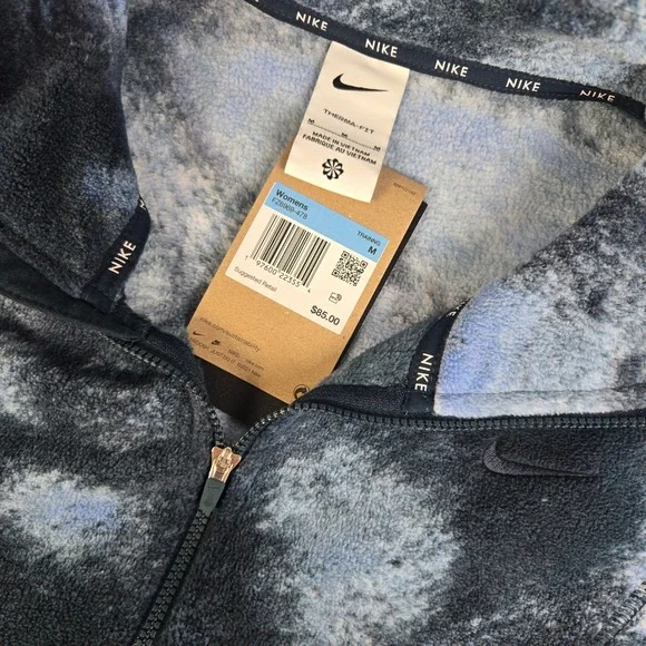 Nike Womens Jacket Therma Fit Fleece Oversized 1/2 zip Cropped Tie Dye‎ M FZ6969 - Picture 3 of 5